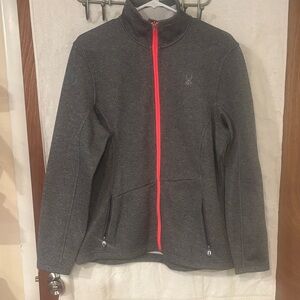 Spyder Charcoal Jacket with Vibrant Coral Zipper